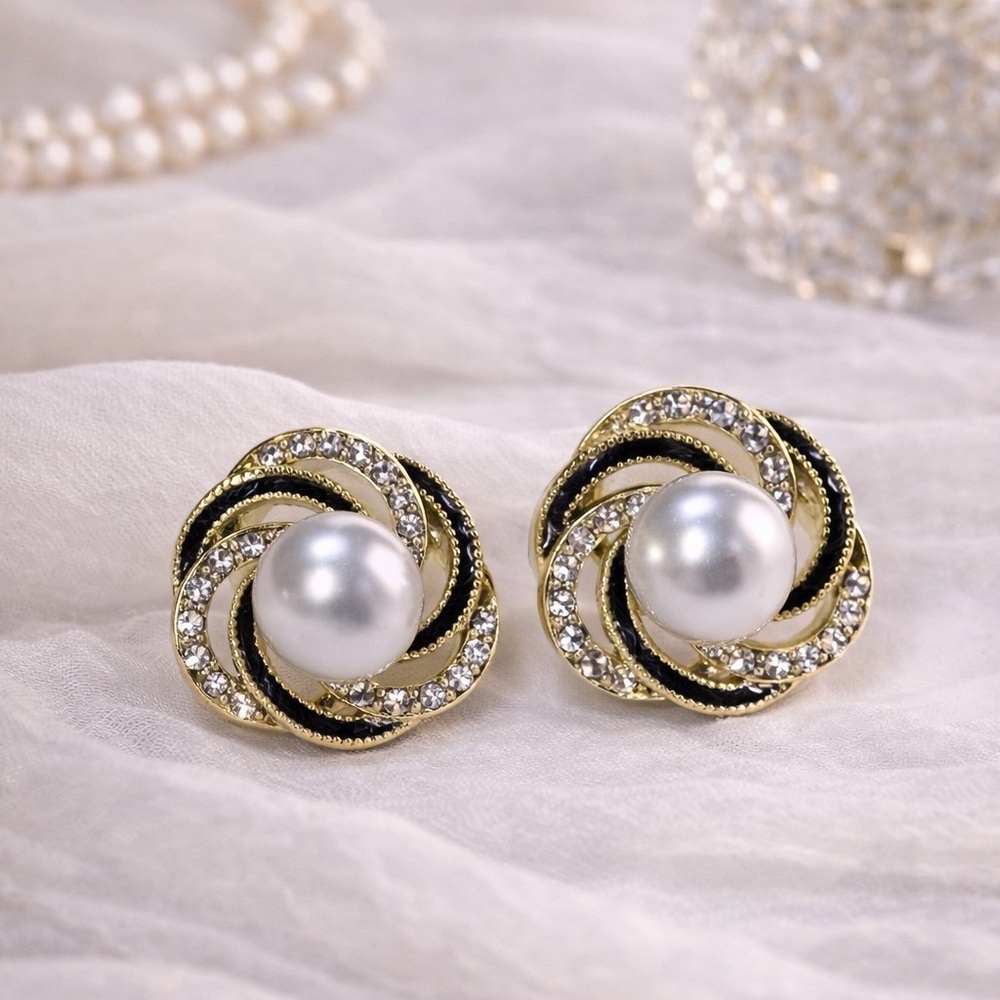Elegant Gold and Silver Pearl Earrings